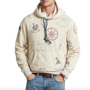 Polo Country Ralph Lauren Mens Fleece Rustic Farm Graphic Hoodie NWT $268